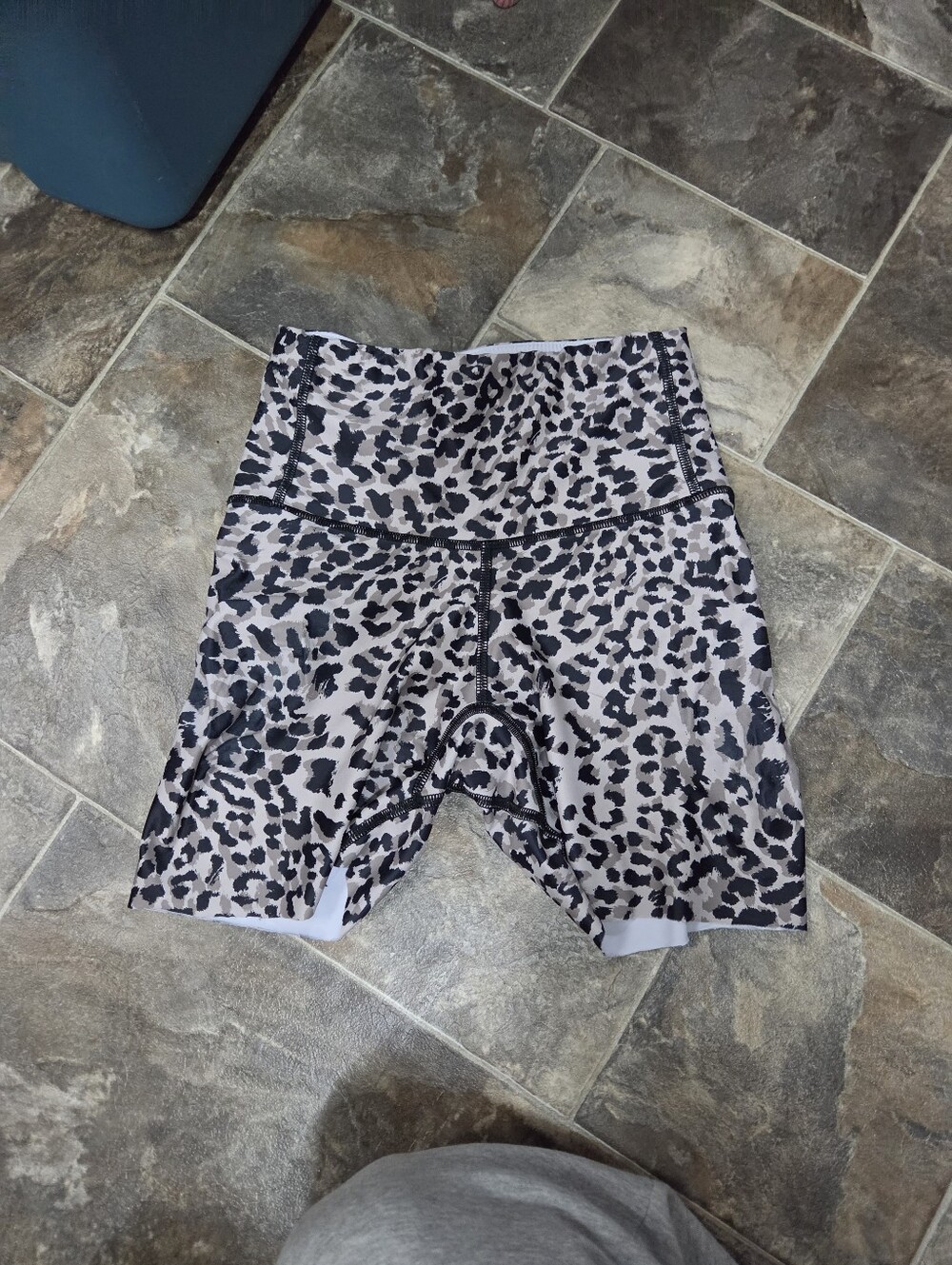 CHRLDR High-Waist Leopard Print Bike Shorts - White & Black
